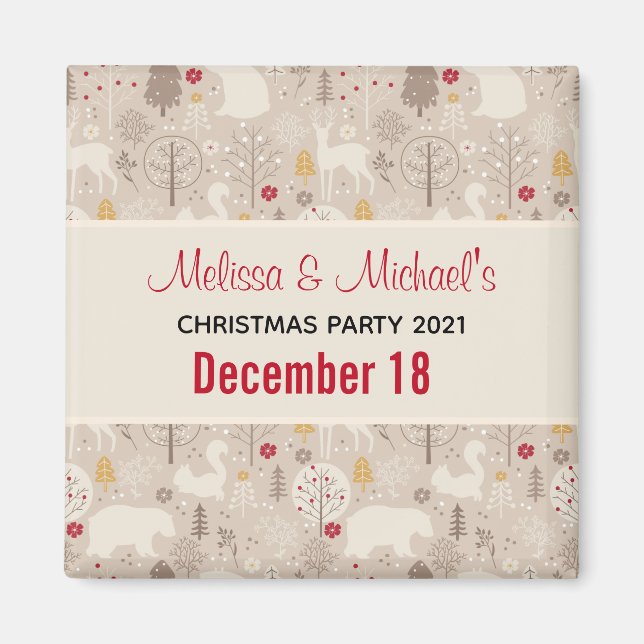 Imã Padrões Nórdicos de Animais de Floresta Cuta Salve (Frente)