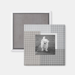 Imã Padrões Pet PHOTO Classic Gingham chic neutro