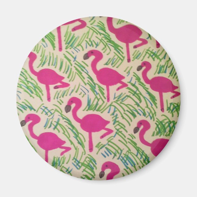 Imã Padrões tropicais cor-de-rosa (Frente)