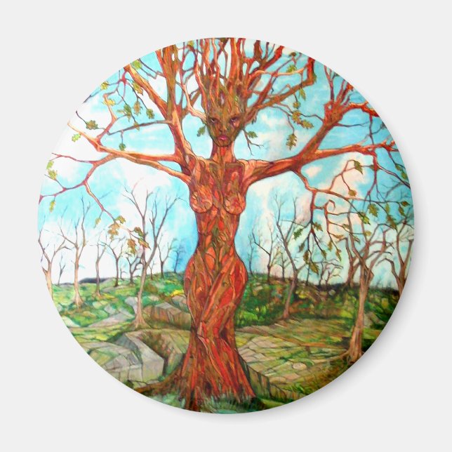 Imã Pagan Dryad Tree Goddese Wiccan Nature Art (Frente)