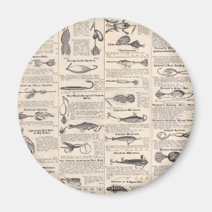 Imã Página de Catálogo de Iscas de Pesca Antigas Impre