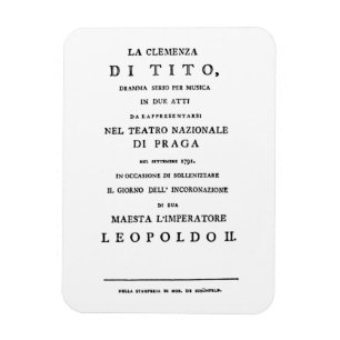 Ímã Página de título La Clemenza di Tito Libretto