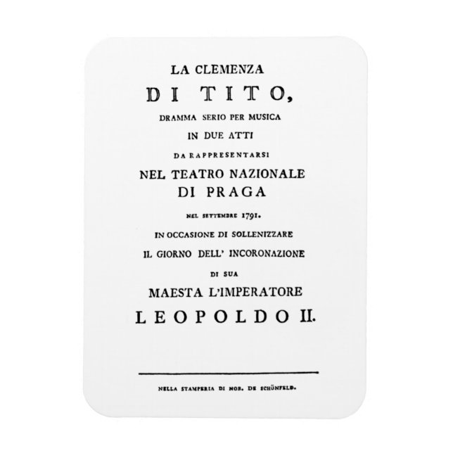 Ímã Página de título La Clemenza di Tito Libretto (Vertical)