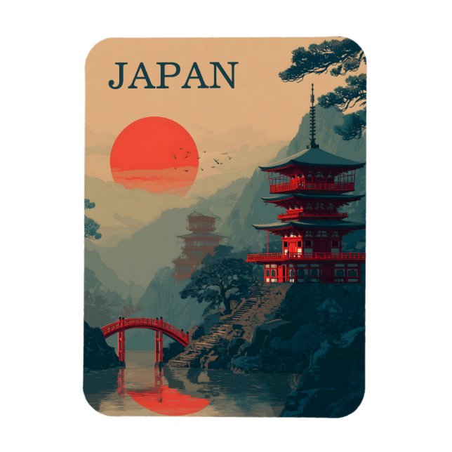 Ímã Pagode Japonesa vintage (Vertical)