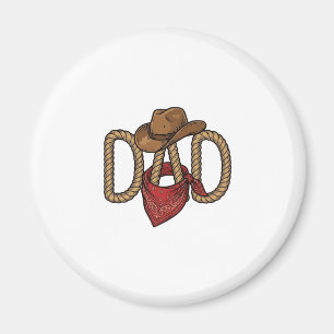 Imã Pai Cowboy Corda Chapéu Bandana Desenho Vintage De