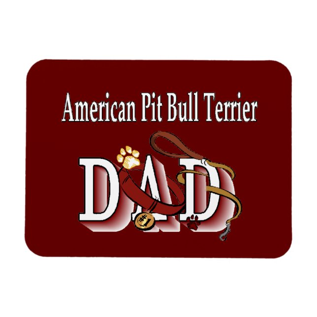 Ímã Pai de Cachorro Terrier Bull American Pit Bull (Horizontal)
