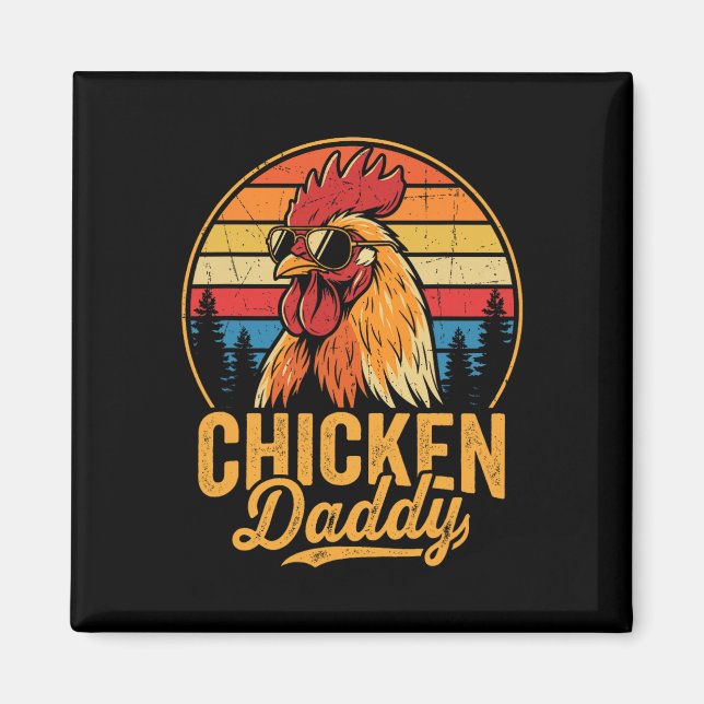 Imã Pai de Frango Galo Engraçado Retro Avicultura Faze (Frente)