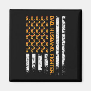Imã Pai Husband Fighter Ribbon USA Flag Leukemia Aware