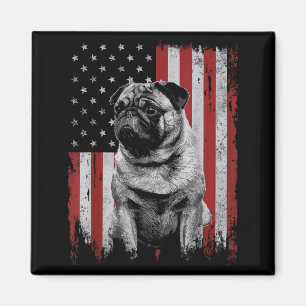 Imã Pai Mãe Pug Cão América 4 de Julho Patriótico EUA