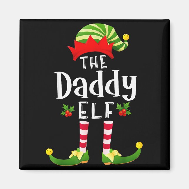Imã Pai Papai Noel Elfo Pijama Combinando Festa de Nat (Frente)