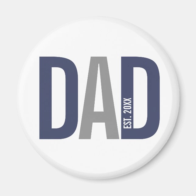 Imã Pai Personalizado Azul Marinho Moderno Estabelecid (Frente)