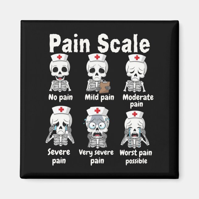 Imã Pain Scale Cute Nurse Skeleton Halloween Trauma Fu (Frente)