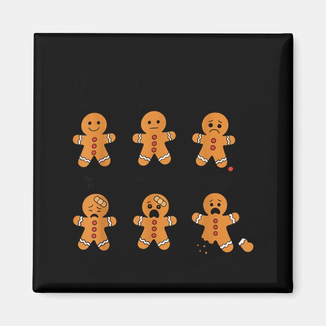 Imã Pain Scale Funny Gingerbread Man Christmas Nurse H (Frente)