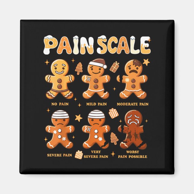 Imã Pain Scale Funny Gingerbread Man Christmas Nurse H (Frente)