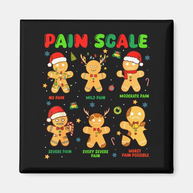 Imã Pain Scale Funny Gingerbread Man Christmas Nurse H (Frente)