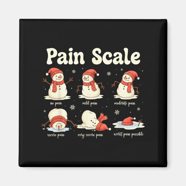 Imã Pain Scale Snowman Funny Nurse Christmas Icu Nurse (Frente)