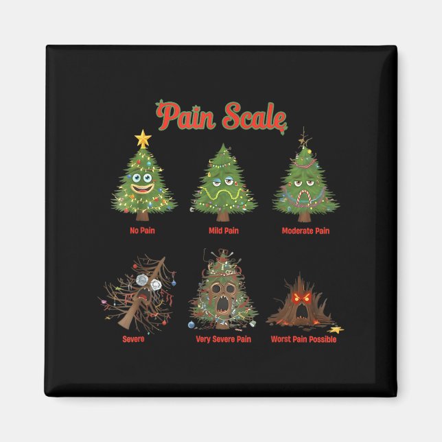 Imã Pain Scale Snowman Nurse Christmas Tree Snow Pajam (Frente)