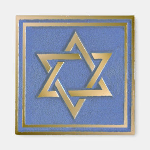 Imã Painel de Arte Estrela de Davi Azul Dourado