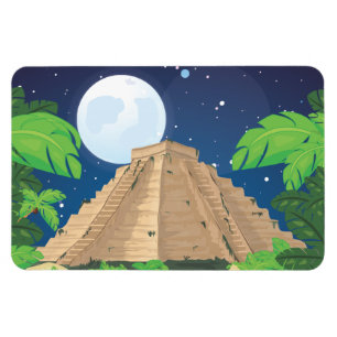 Ímã Paisagem asteca dos desenhos animados da pirâmide