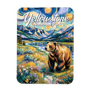 Ímã Paisagem Colorida de Yellowstone - Urso Animal Vin