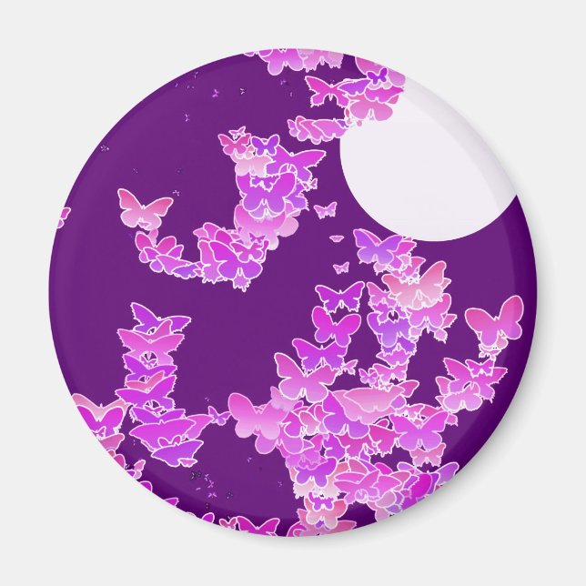 Imã Paisagem com borboletas - orquídea, ametista (Frente)