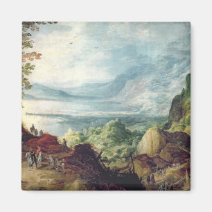 Imã Paisagem com mar e montanhas (óleo em canvas)