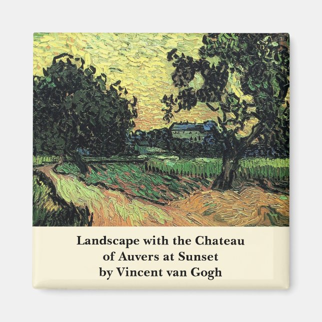 Imã Paisagem com o Castelo de Auvers de Vincent van Go (Frente)