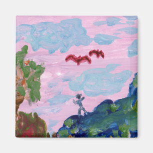 Imã Paisagem cor-de-rosa mágica com figuras (detalhe)