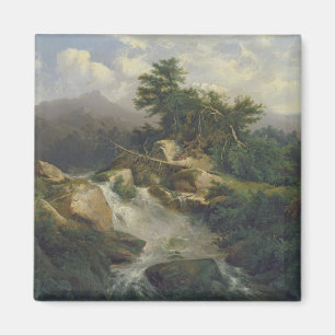 Imã Paisagem da floresta com cachoeira