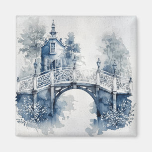 Imã Paisagem de estilo Delft azul e branco
