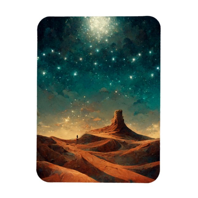 Ímã Paisagem de Fantasia na Noite do Deserto SciFi (Vertical)