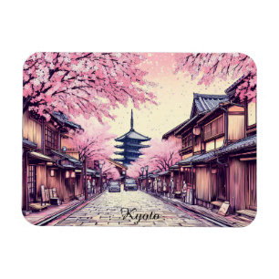 Ímã Paisagem de Flor de Cerejeira em Kyoto Japão