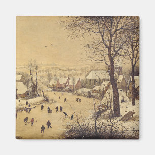 Imã Paisagem de inverno com armadilha para pássaros de