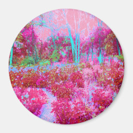 Imã Paisagem de Jardim Impressionista Vermelho e Rosa