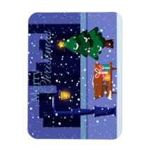 Paisagem de Natal com candeeiro de rua, árvore e f