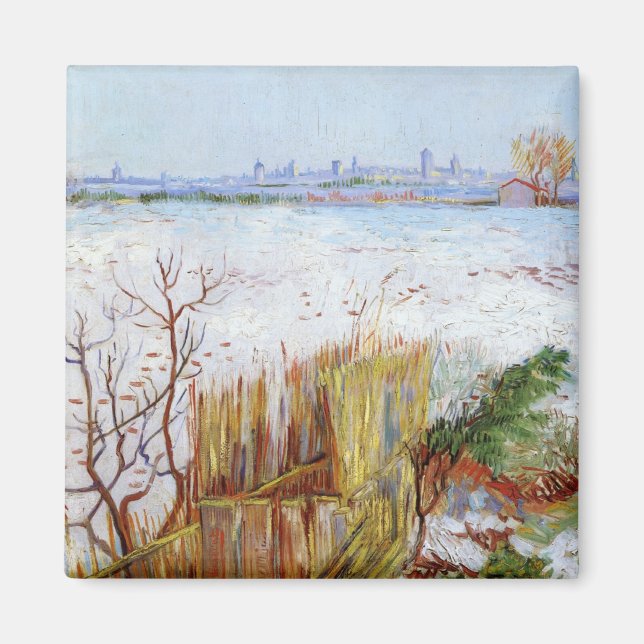 Imã Paisagem de neve, famosa pintura de Van Gogh (Frente)