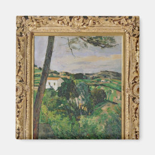 Imã Paisagem de Paul Cezanne   com telhado vermelho ou