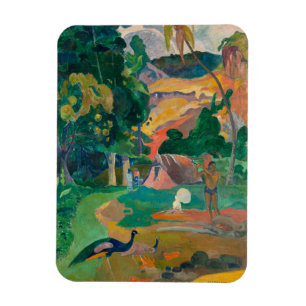 Ímã Paisagem de Paul Gauguin Matamoe com Peacocks
