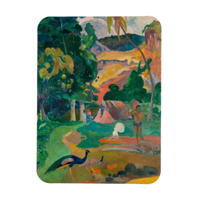 Ímã Paisagem de Paul Gauguin Matamoe com Peacocks (Vertical)