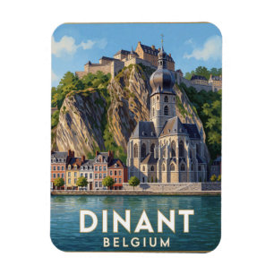 Ímã Paisagem de penhasco do rio Meuse em Dinant, Bélgi