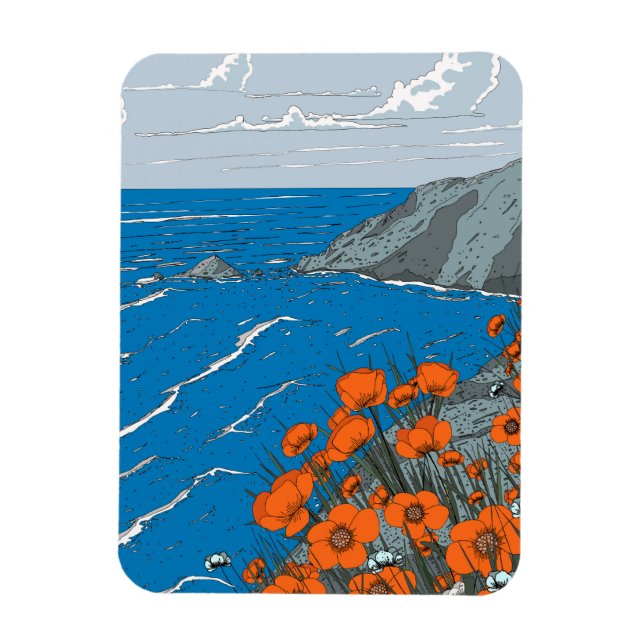 Ímã Paisagem de Prado de Flores Silvestres (Vertical)
