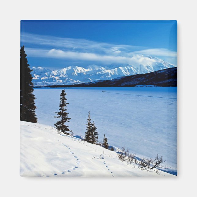 Imã Paisagem do Alasca, rotulada (Frente)