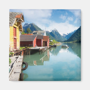 Imã Paisagem do fiorde de Fjaerlandsfjord em Noruega