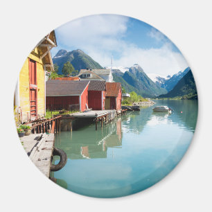 Imã Paisagem do fiorde de Fjaerlandsfjord em Noruega