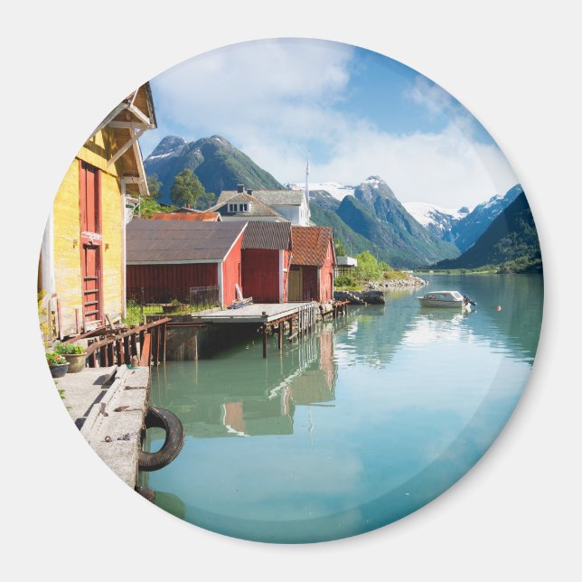 Imã Paisagem do fiorde Fjaerlandsfjord na Noruega (Frente)