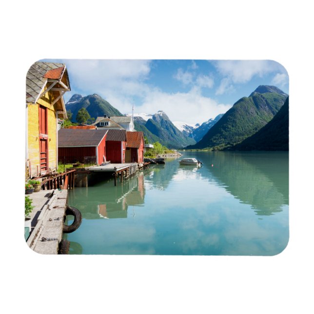 Ímã Paisagem do fiorde Fjaerlandsfjord na Noruega (Horizontal)