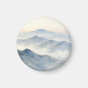 Imã Paisagem em Aquarela da Montanha Nebulosa