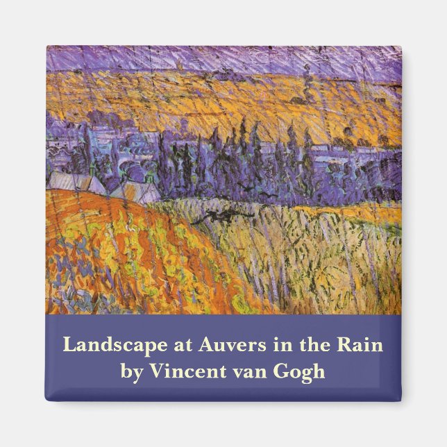 Imã Paisagem em Auvers sob a Chuva de Vincent van Gogh (Frente)