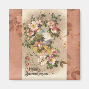 Imã Paisagem floral dos cumprimentos do cartão de