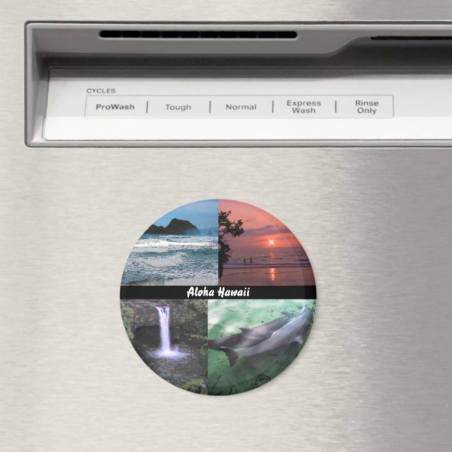 Imã Paisagem Havaiana Quatro Foto Aloha Hawaii (In Situ (Dishwasher))